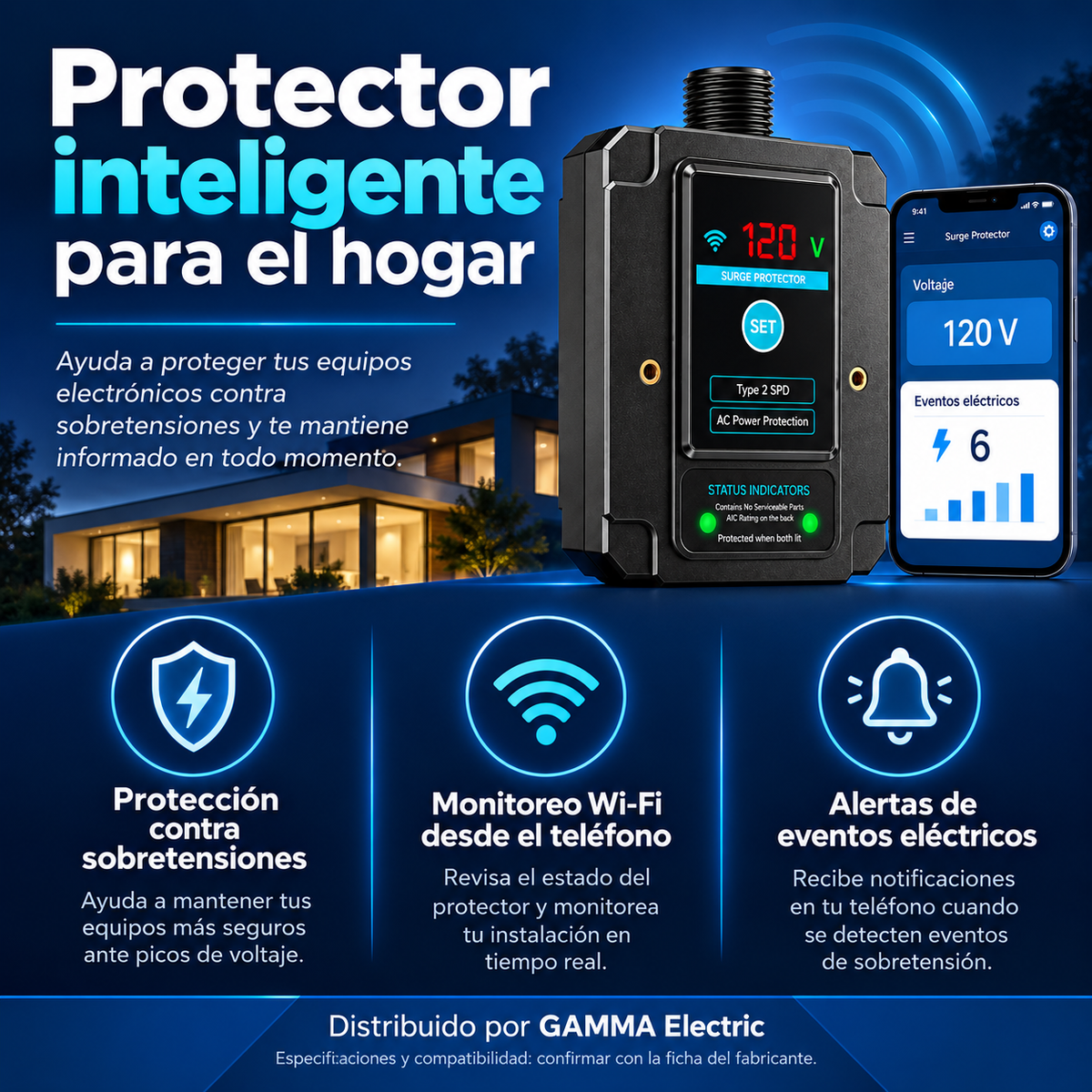 Dispositivo de Protección contra Sobretensiones Inteligente WiFi